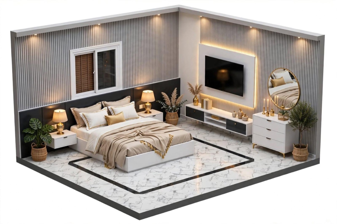 Illustration of a bedroom design at Lala's Complex